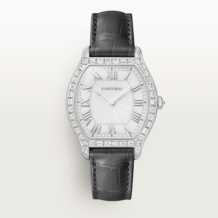 Tortelle Large model manual movement | platinum & leather